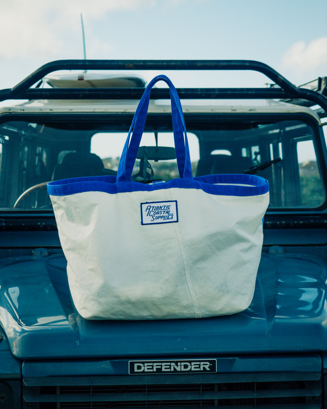 BEACH BAG SALVAGED SAIL CLOTH MADE IN CORNWALL