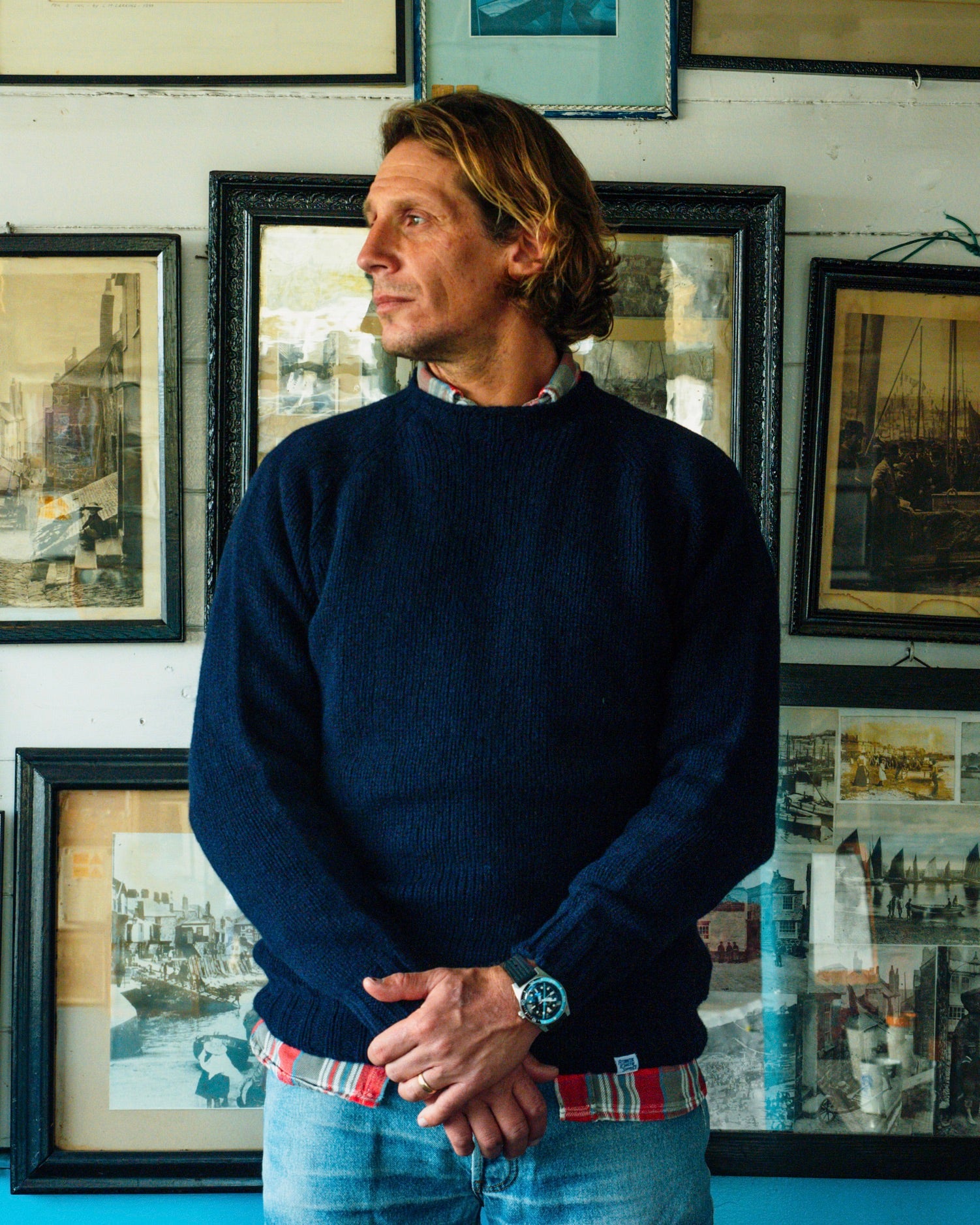 SPINNER SWEATER KNITTED IN SCOTLAND NAVY