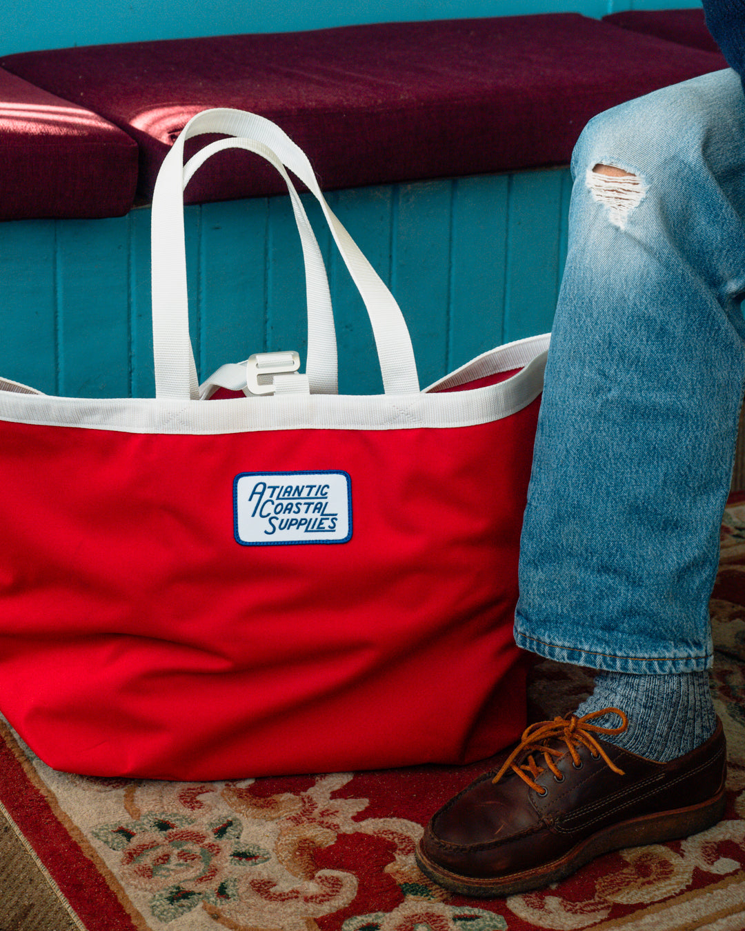 BEACH BAG RED LARGE MADE IN CORNWALL