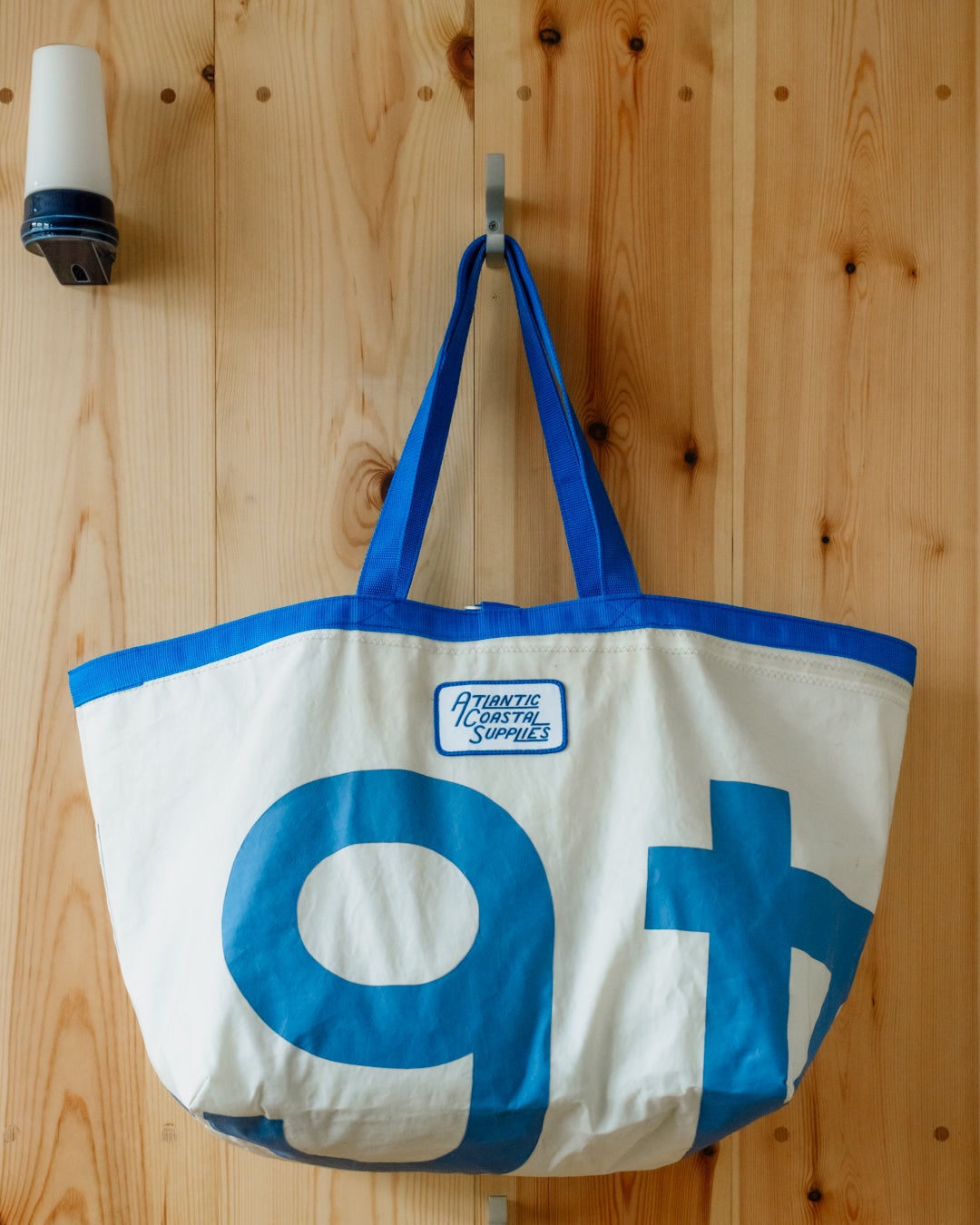 BEACH BAG SALVAGED SAIL CLOTH MADE IN CORNWALL NO 12