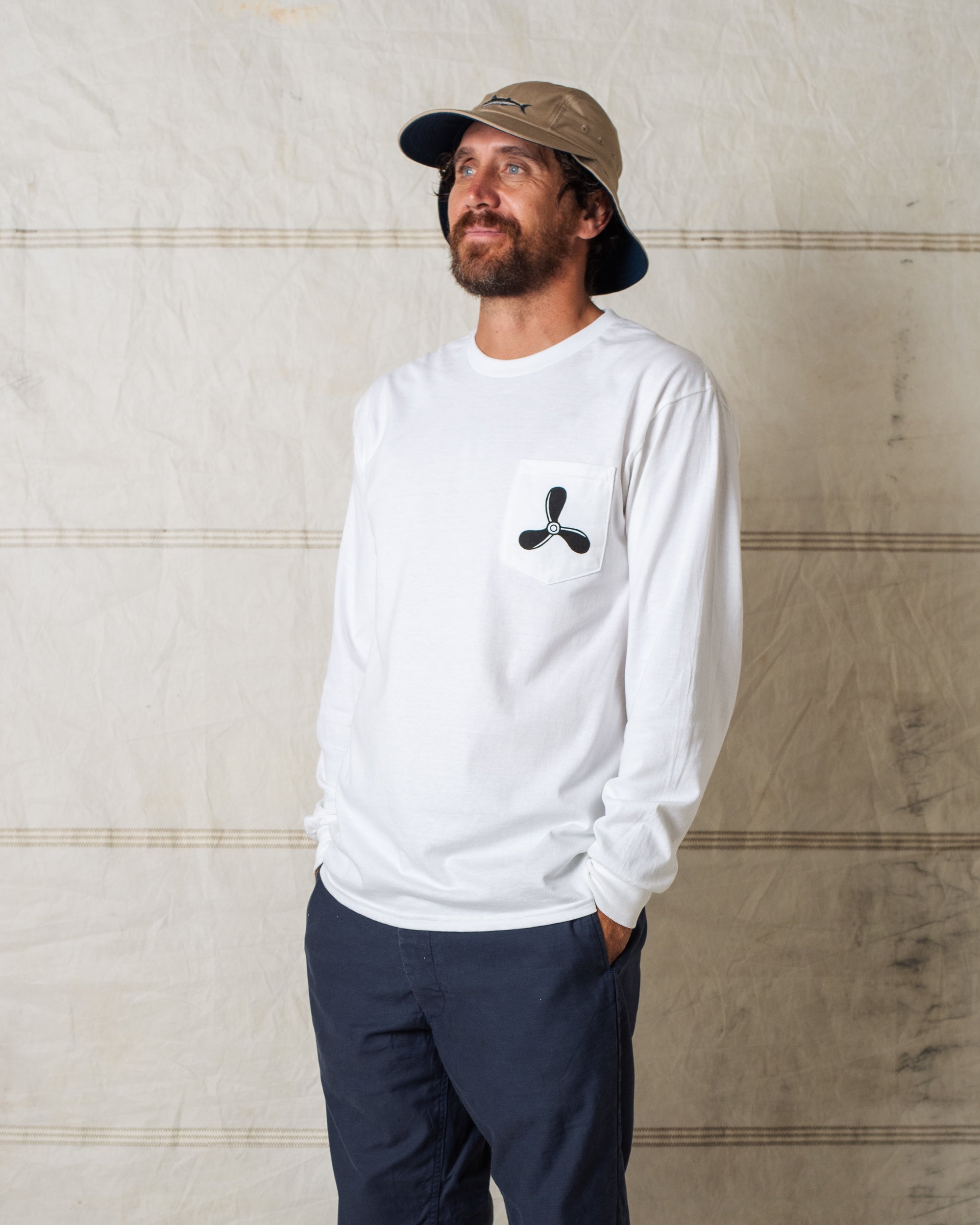 PROPELLER POCKET TEE L/S WHITE