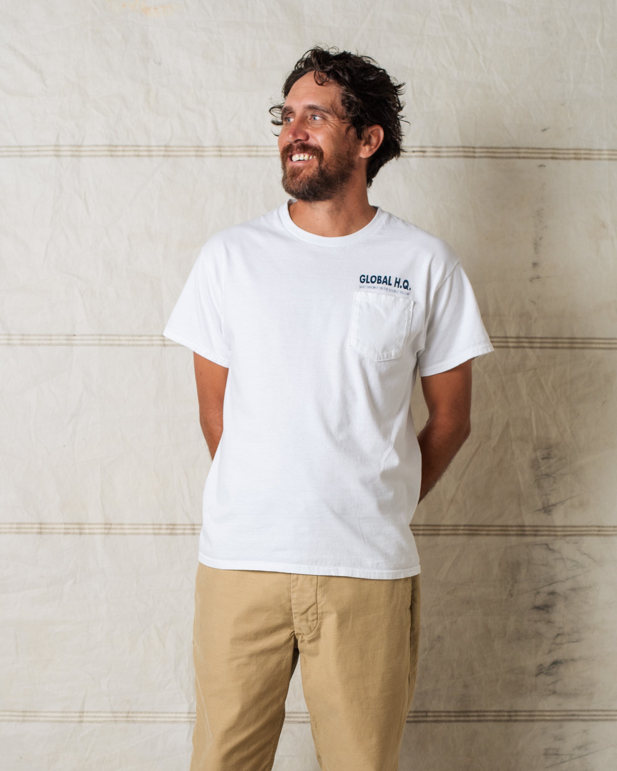 GLOBAL HQ POCKET TEE WHITE