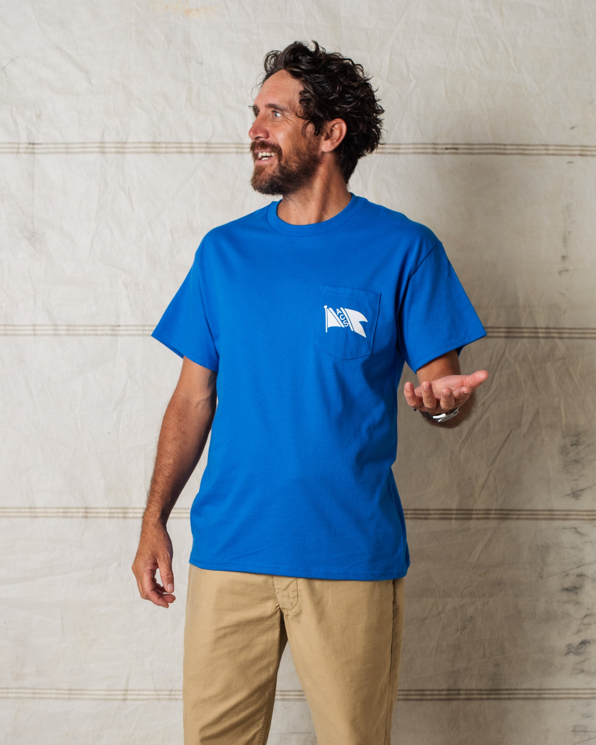 FLAG POCKET TEE COBALT