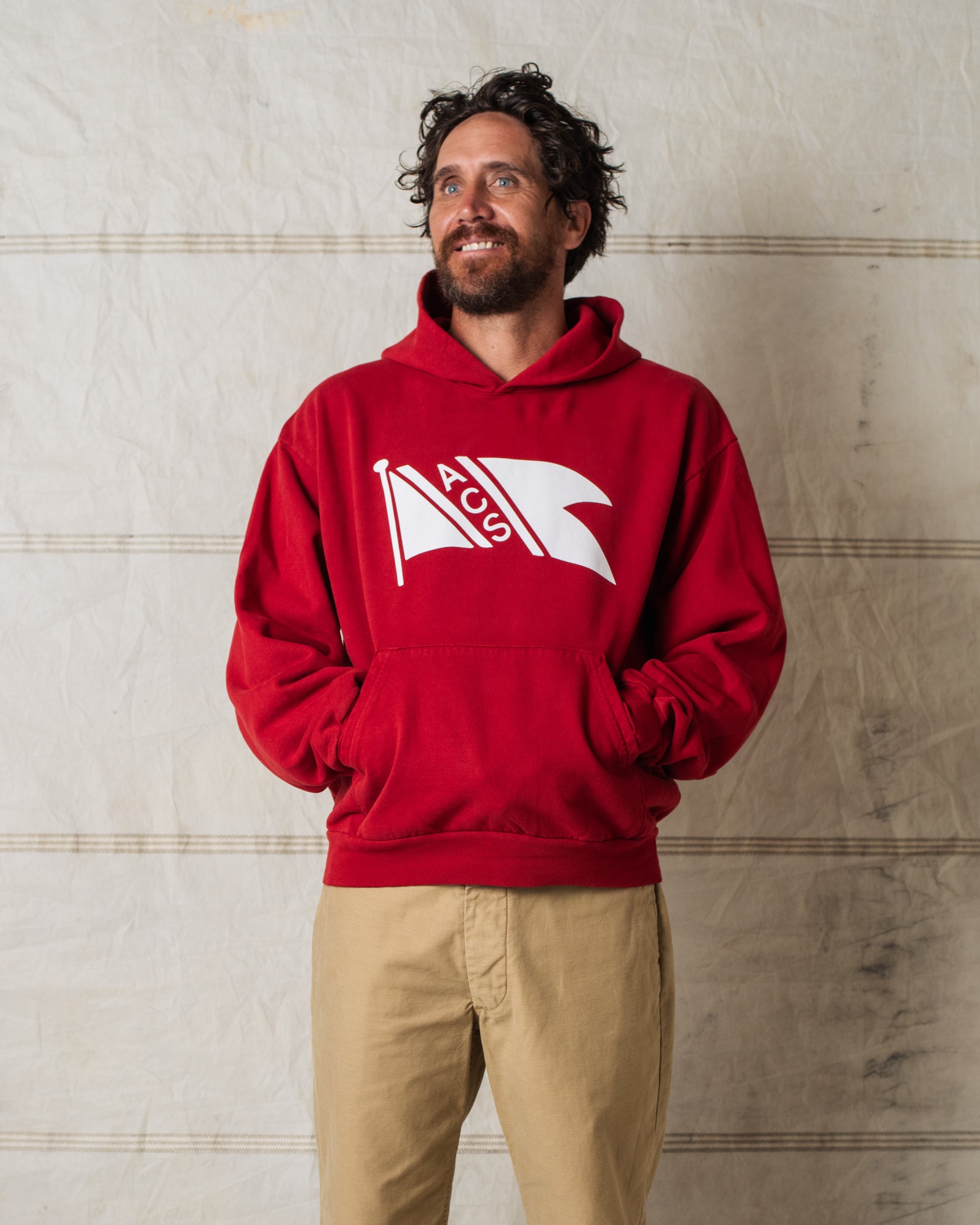 FLAG HOODIE RED MADE IN USA
