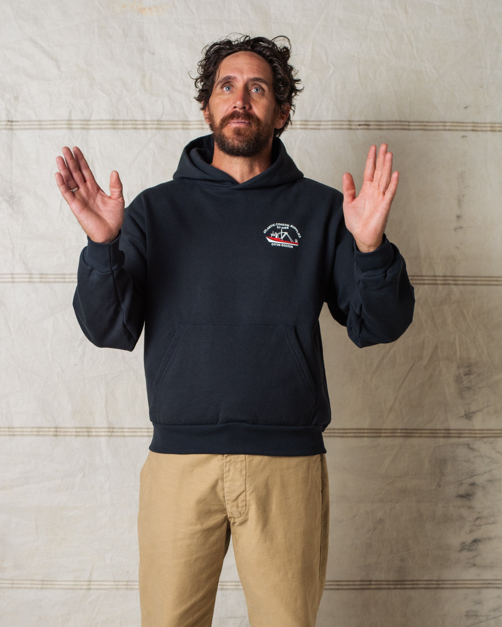 FISHING BOAT HOODIE NAVY MADE IN USA