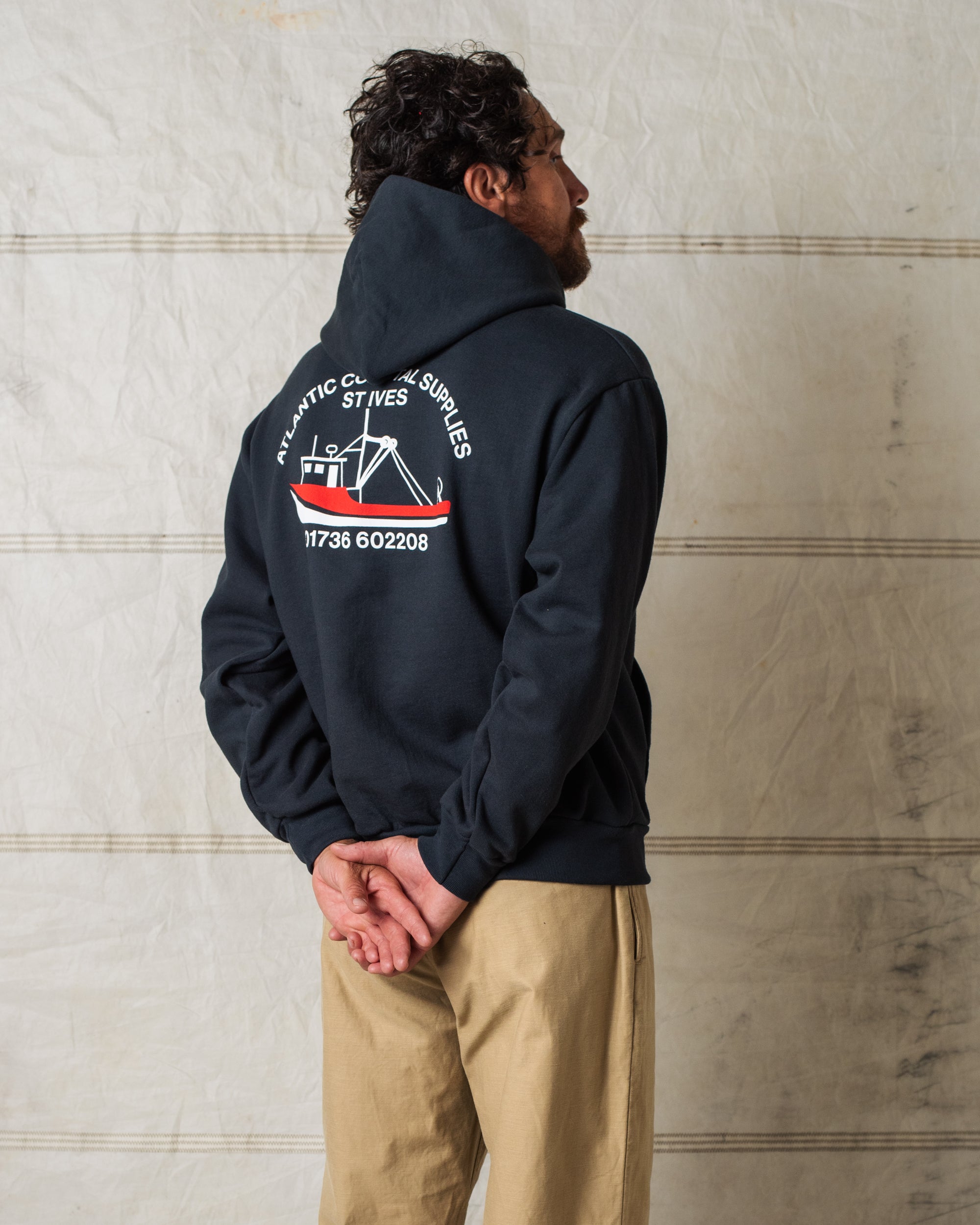 FISHING BOAT HOODIE NAVY MADE IN USA