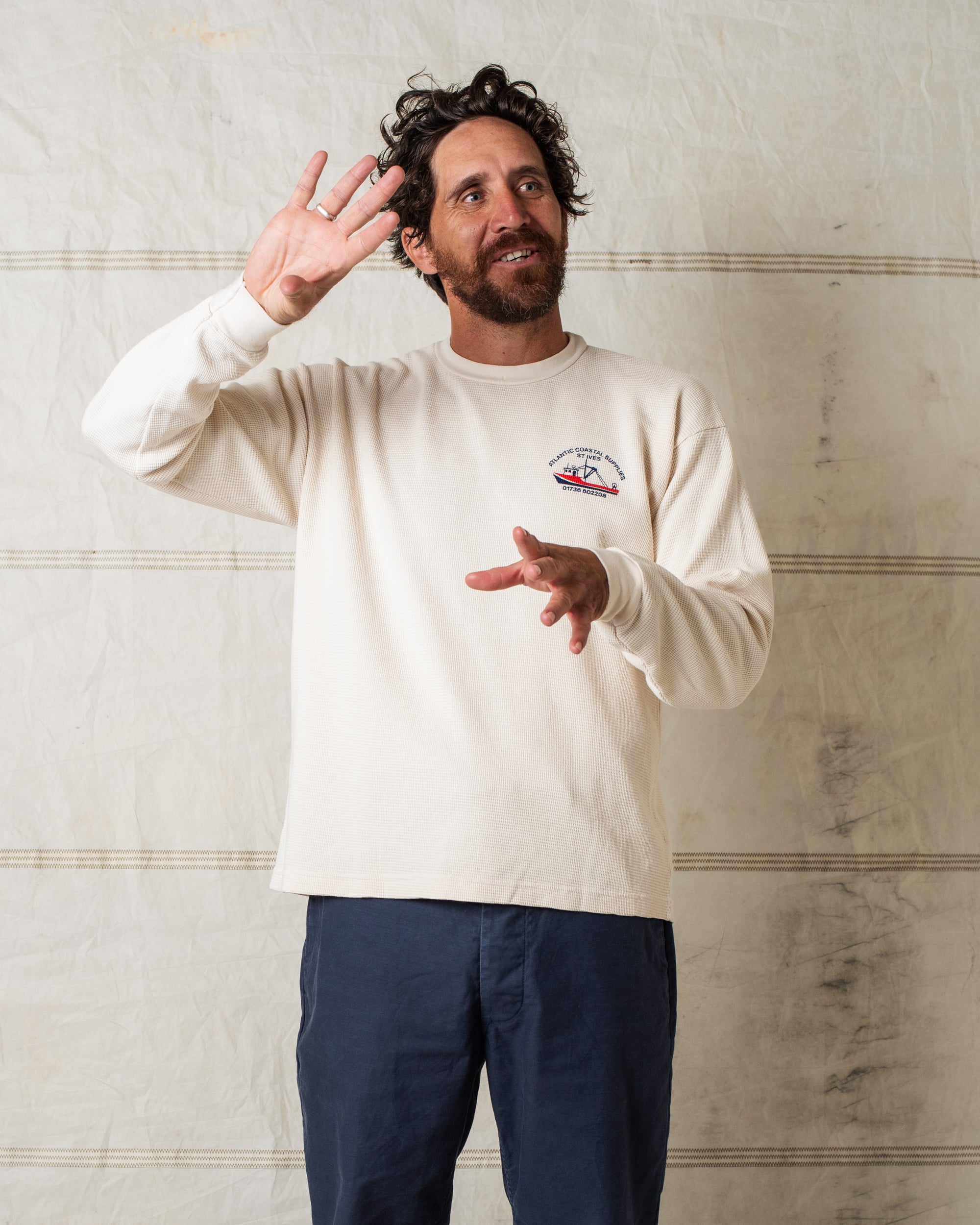 FISHING BOAT HEAVY THERMAL MADE IN USA CREAM